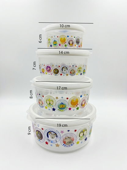 4 Pack Round Food Containers with Lids, Leak-proof Plastic, Meal Prep Bento Lunch Box, Microwave Freezer Dishwasher Safe, Multiple Sizes
