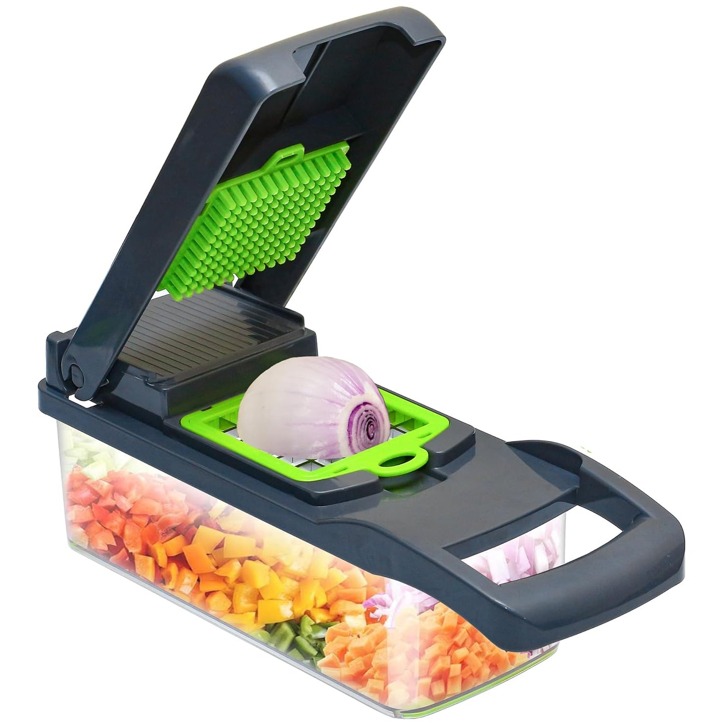 16-in-1 Multifunction Vegetable Chopper & Mandoline Slicer Set with Interchangeable Blades Food Container, Grater, Peeler, Egg Separator & Hand Guard for Fruits and Vegetables