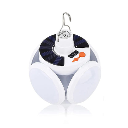 Solar Emergency Charging Lamp - Portable USB Rechargeable & Solar Powered LED Camping Light, Foldable Multi-Panel Lantern with 5 Lighting Modes, Hanging Hook for Outdoor, Home & Emergency Use