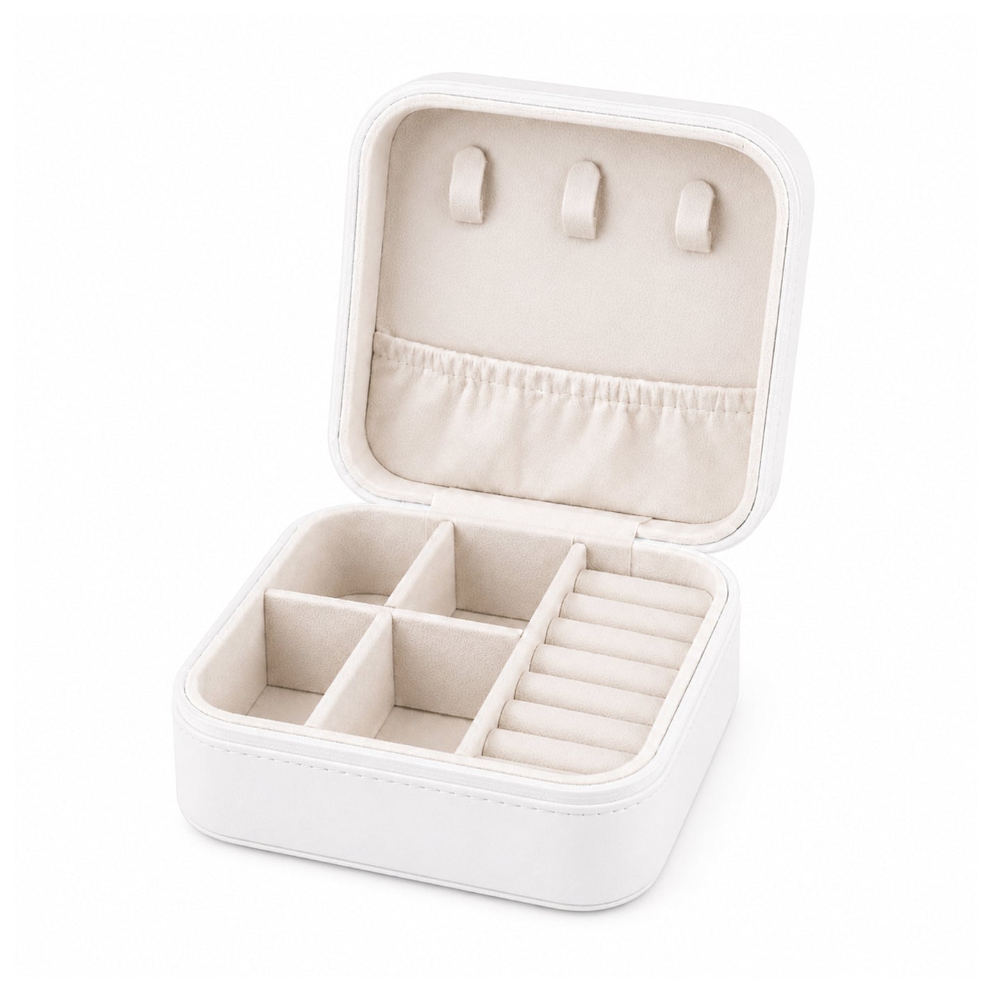 Portable Travel Jewelry Organizer Box with Zipper Compact Jewelry Storage Case for Rings, Earrings, Necklaces, Bracelets, Watches & Small Accessories