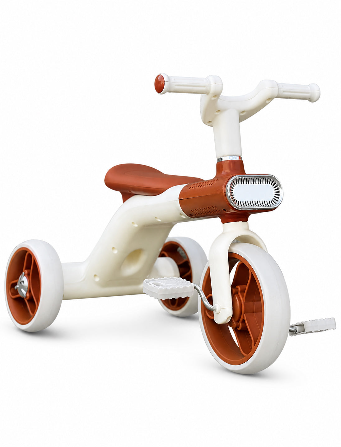 Kids Tricycle Pedal-Powered Ride-On Trike with Built-in Light & Music Headlight EVA Silent Wheels, Anti-Slip Pedals, Comfortable Seat, Durable Frame Indoor & Outdoor First Bicycle for Boys and Girls