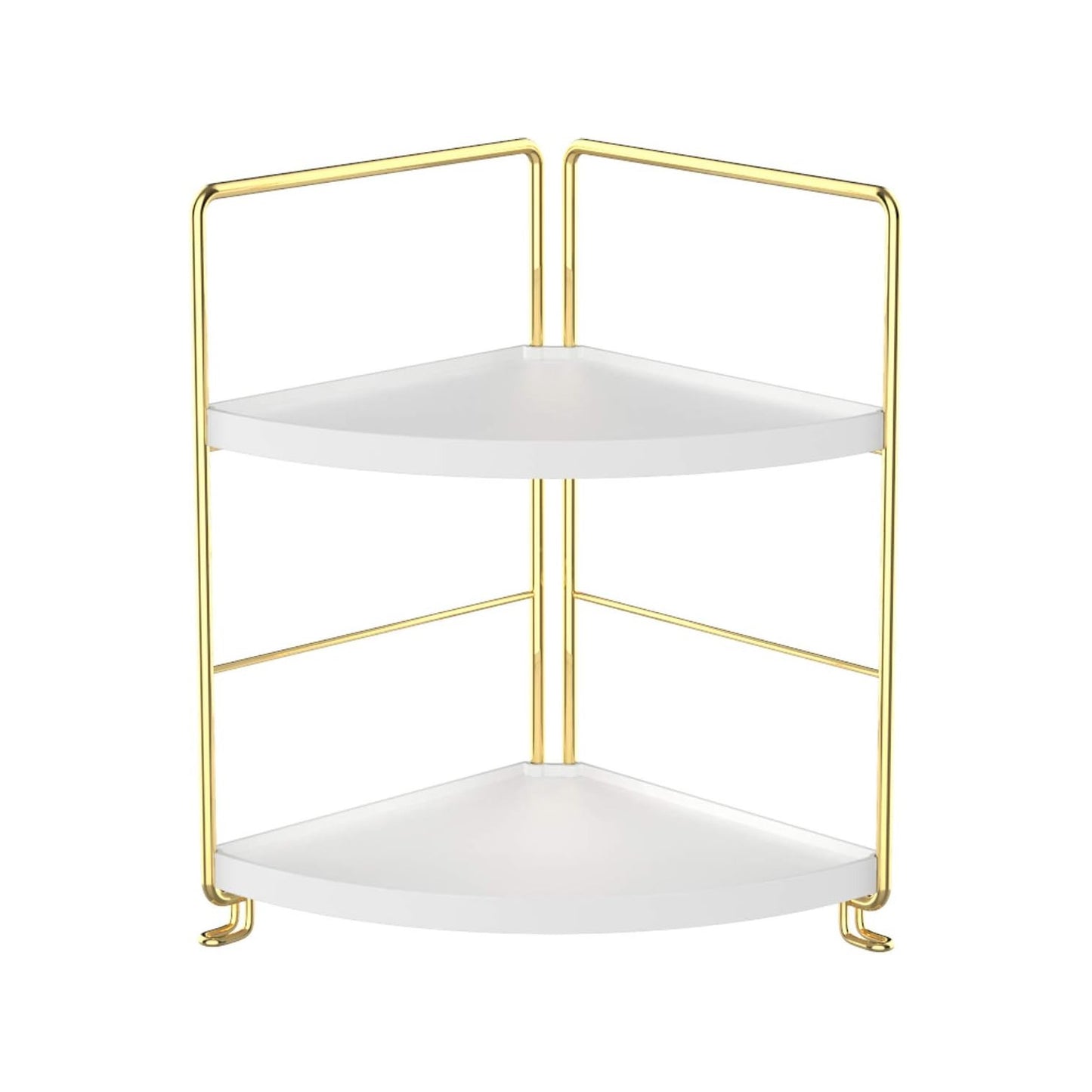 2-Tier Corner Countertop Storage Shelf Organizer with Metal Frame Stackable Multi-Purpose Corner Rack for Kitchen, Bathroom, Living Room & Office
