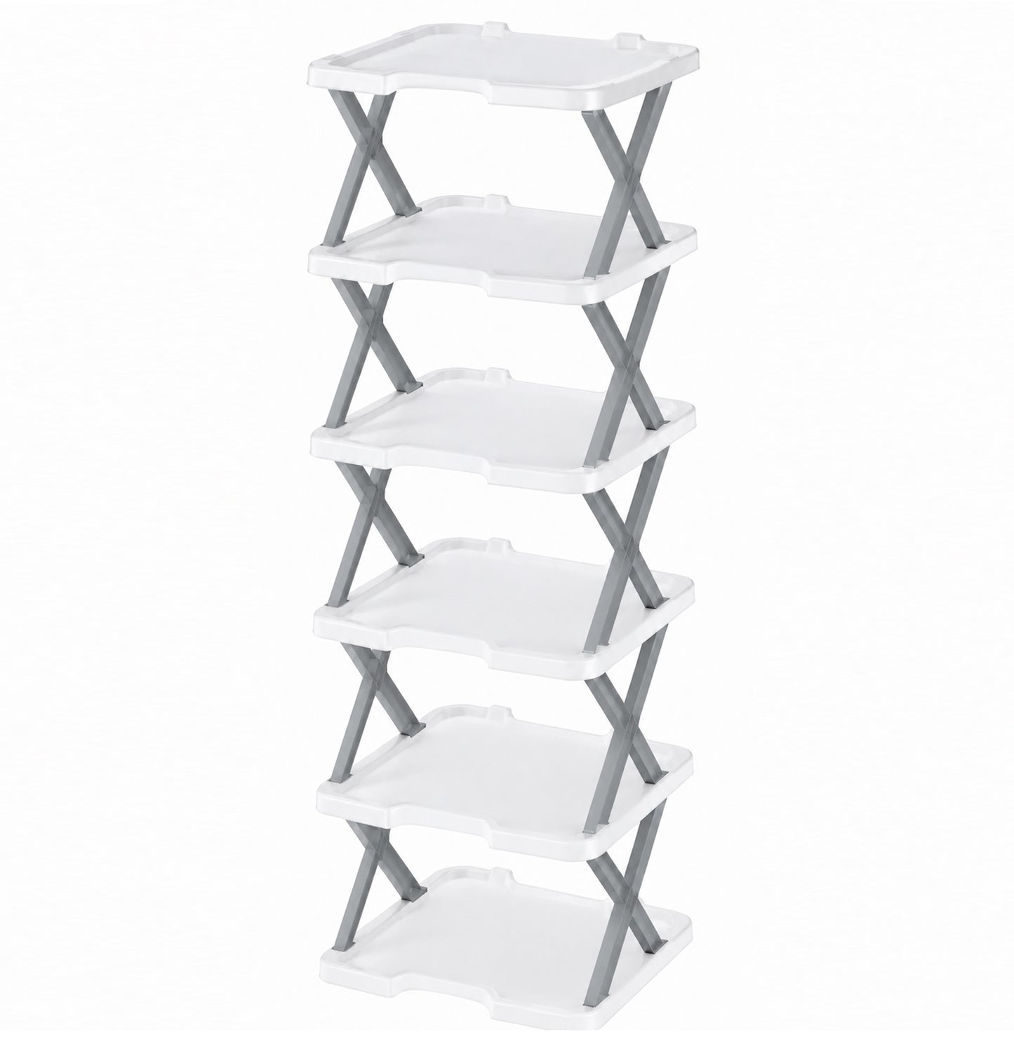 6-Tier Shoe Rack Storage Organizer with Sturdy X-Frame Support Premium PP Shelves, Space-Saving Multi-Layer Shoe Stand for Entryway, Bedroom, Closet & Living Room