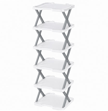 6-Tier Shoe Rack Storage Organizer with Sturdy X-Frame Support Premium PP Shelves, Space-Saving Multi-Layer Shoe Stand for Entryway, Bedroom, Closet & Living Room