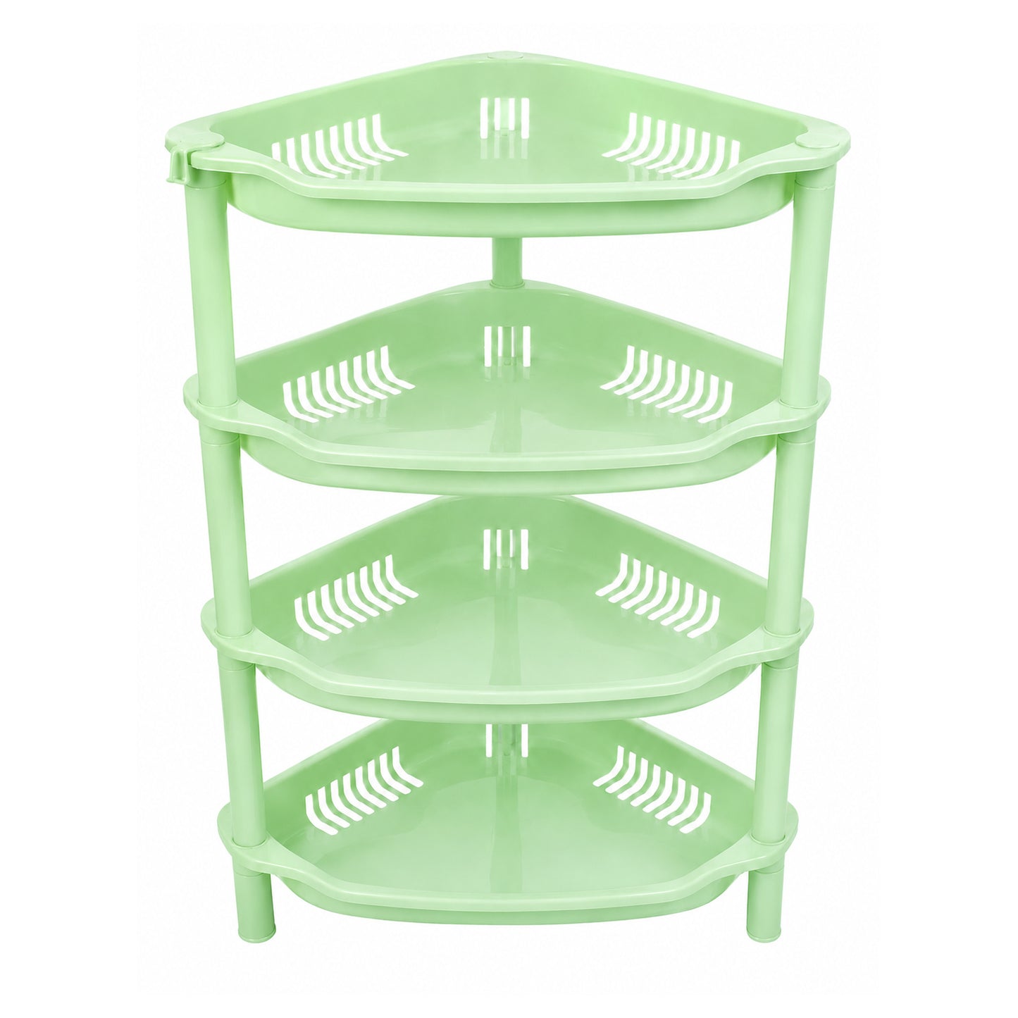 4-Layer Plastic Corner Storage Rack for Kitchen & Home – Space-Saving Multi-Tier Vegetable & Fruit Organizer Shelf, Durable Ventilated Storage Stand for Kitchen