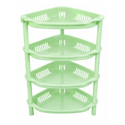 4-Layer Plastic Corner Storage Rack for Kitchen & Home – Space-Saving Multi-Tier Vegetable & Fruit Organizer Shelf, Durable Ventilated Storage Stand for Kitchen