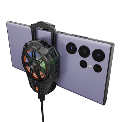 Wired Mobile Gaming Cooler Fan for Smartphones With 3-Level Speed Adjustment, RGB LED Light, USB Powered Phone Cooling Fan for Gaming & Live Streaming
