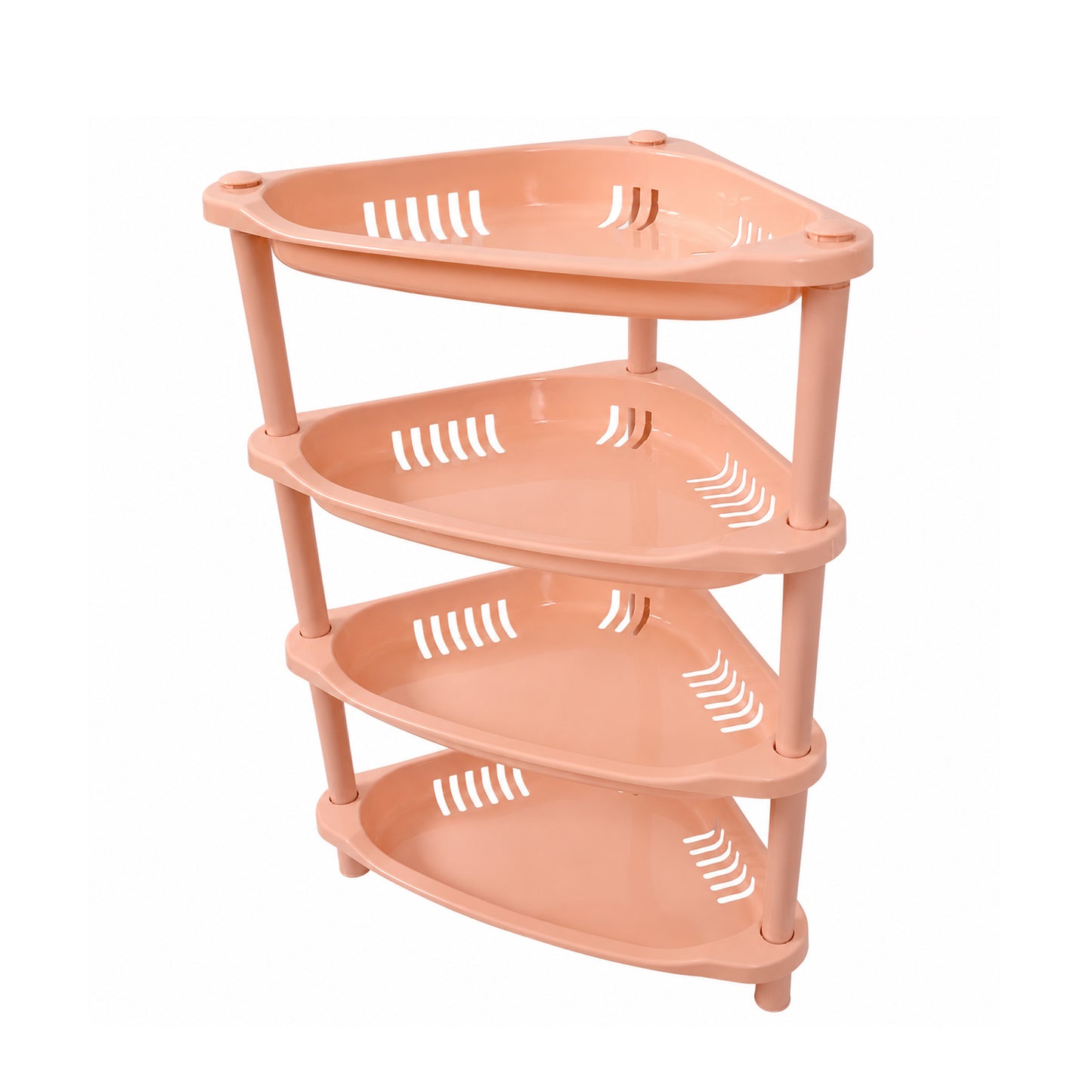 4-Layer Plastic Corner Storage Rack for Kitchen & Home – Space-Saving Multi-Tier Vegetable & Fruit Organizer Shelf, Durable Ventilated Storage Stand for Kitchen
