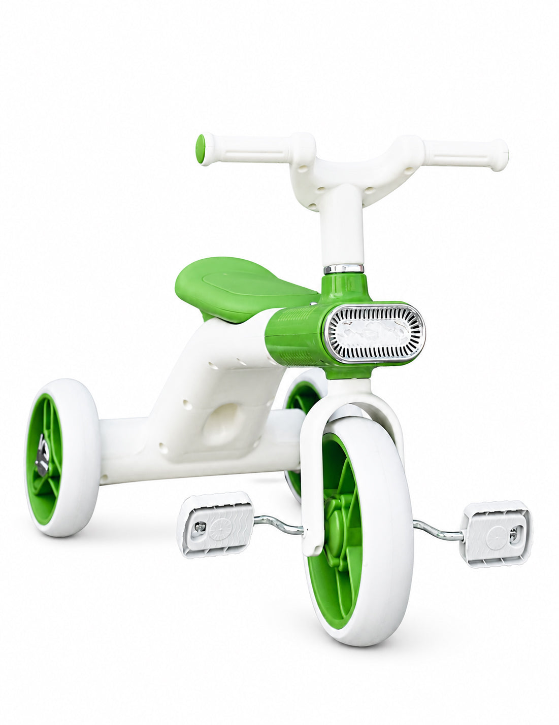 Kids Tricycle Pedal-Powered Ride-On Trike with Built-in Light & Music Headlight EVA Silent Wheels, Anti-Slip Pedals, Comfortable Seat, Durable Frame Indoor & Outdoor First Bicycle for Boys and Girls