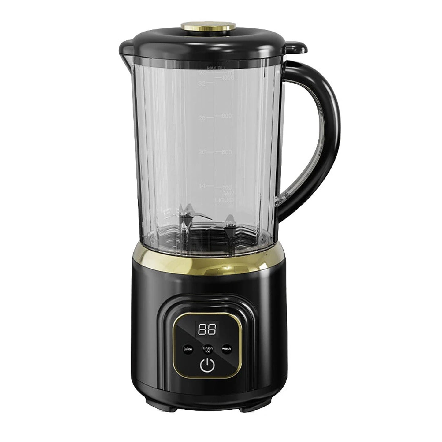 Portable Rechargeable Double-Knife Blender Juicer with Stainless Steel Blades, 1000ml Large Capacity Smoothie Maker, USB Charging Multipurpose Fruit and Ice Crusher Black