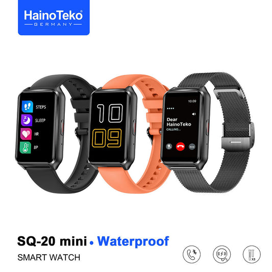 HainoTeko SQ-20 Mini Waterproof Design Smart Watch with AMOLED Display Bluetooth Calling Heart Rate & Fitness Tracking 3 Pair Straps and Charging Cable Designed for Ladies and Gents
