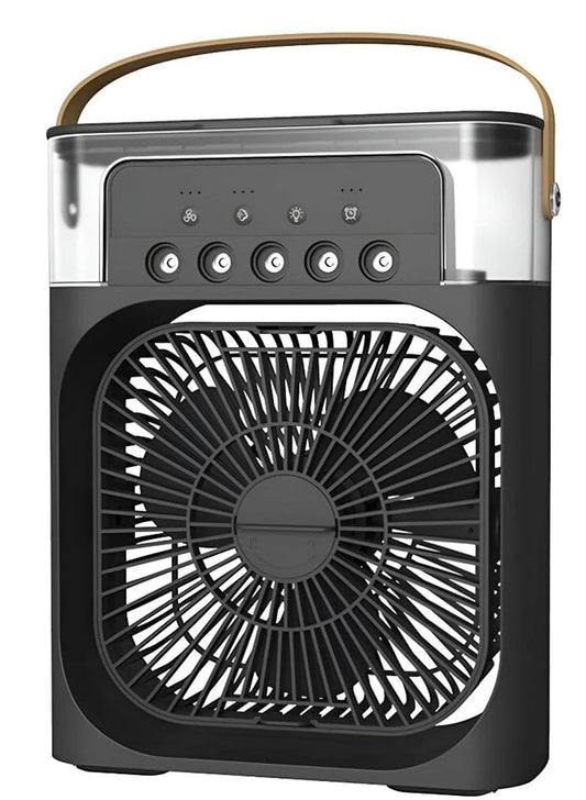 Portable Air Cooler Fan with Humidifier 3-Speed Turbo Cooling LED Night Light USB Powered Personal Air Cooler for Home, Office & Travel Black