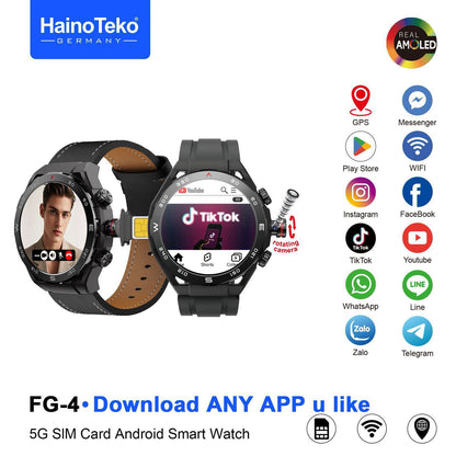 HainoTeko FG-4 Smart Watch with AMOLED Display Smart Notifications Social Media & Fitness Tracking and Multi-Sport Modes Designed for Gents Black