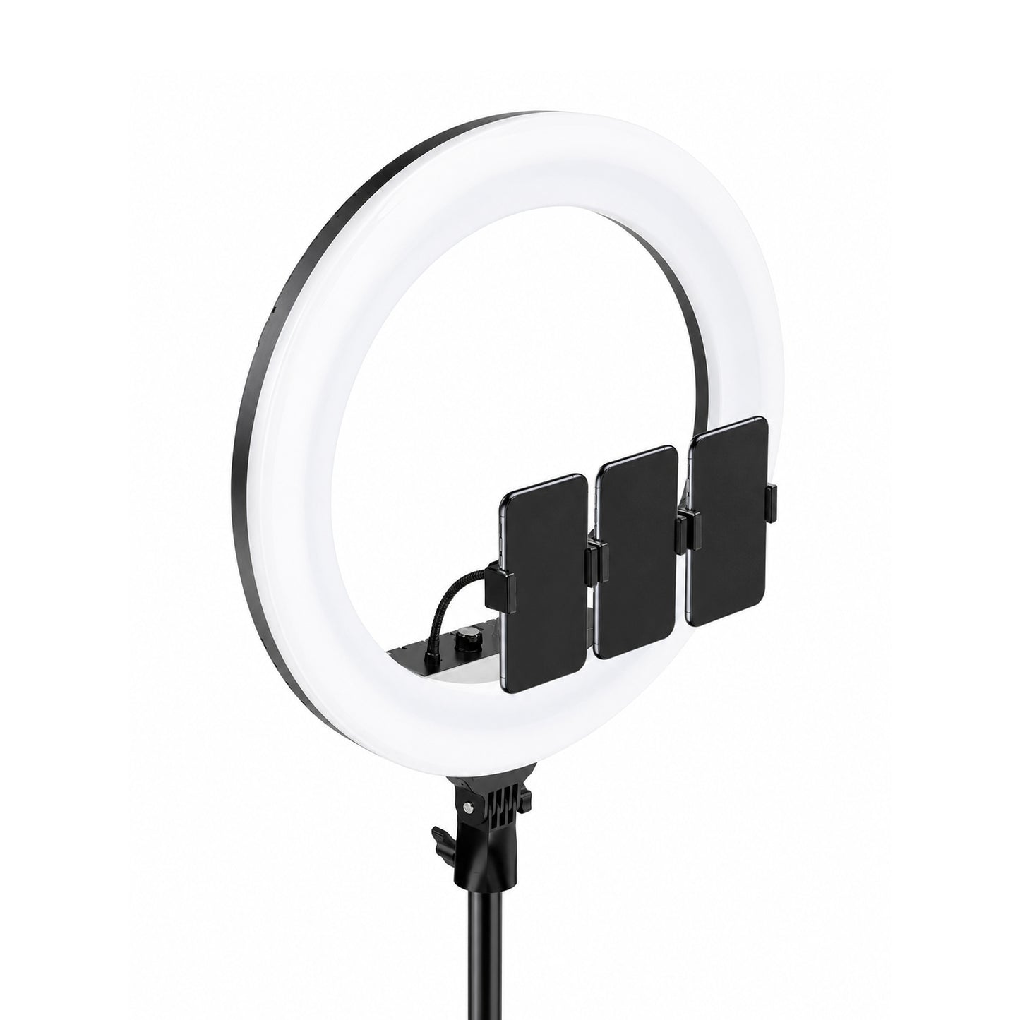21-Inch LED Ring Light with Tripod Stand, 3 Phone Holders & Remote Control – Dimmable Ring Light for Live Streaming, Video Recording, Photography, Makeup & Content Creation