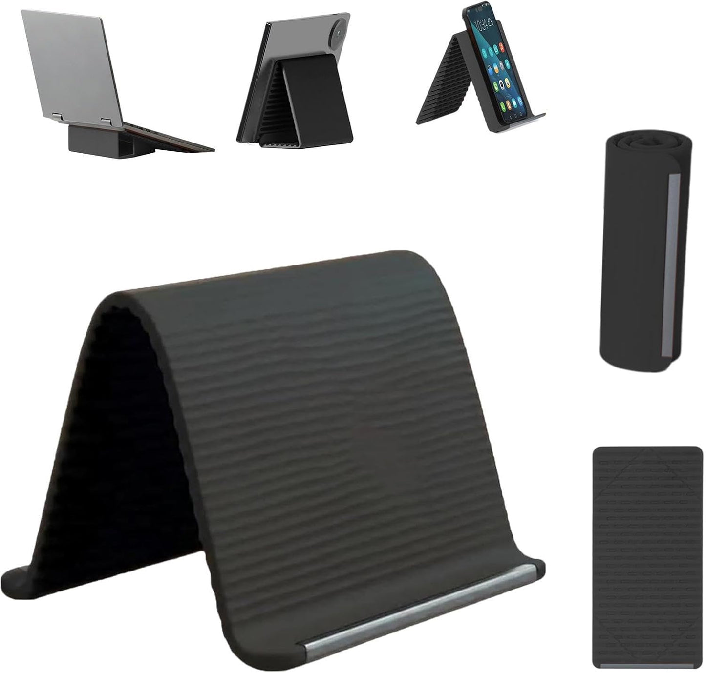 Flexible Silicone Phone Holder Stand, Foldable Multi-Angle Mobile & Tablet Stand, Portable Non-Slip Bendable Desktop Holder for Home, Office & Travel
