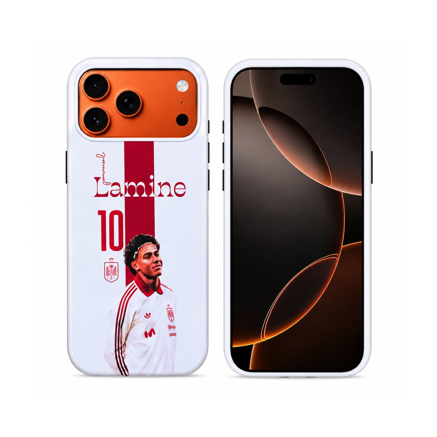 Lacoz Football Theme Lamine Yamal Spain Team Logo Printed Slim Fit Anti-Scratch Back Case with Precision Cut-Outs and Comfortable Grip Shockproof Protective Cover Compatible With iPhone 17 Pro