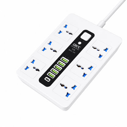 GKK GUOKANG A39 Universal Extension Power Strip with 6 Universal AC Sockets, 5 USB Charging Ports & 1 PD Fast Charging Port, Smart Auto Identification, Multi-Plug Power Extension Board White