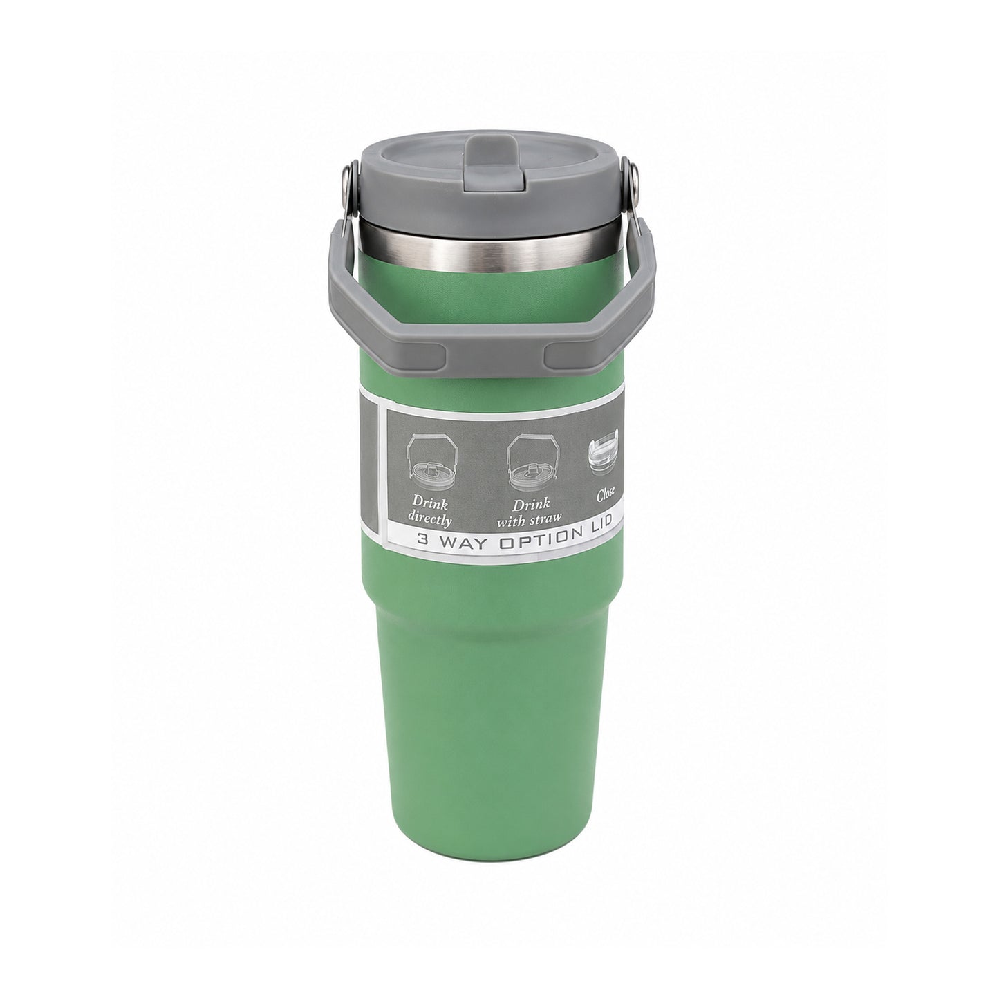 900ML Vacuum Insulated Stainless Steel Travel Mug with Handle & Reusable Straw, Double Wall Thermal Tumbler with 3-Way Leak-Resistant Lid, BPA-Free Cup Holder Friendly for Hot & Cold Drinks