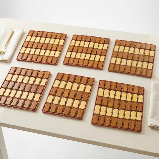 Pack of 6 Premium Bamboo Trivet Set – Professional Heat Protection & Anti-Slip Kitchen Hot Pads