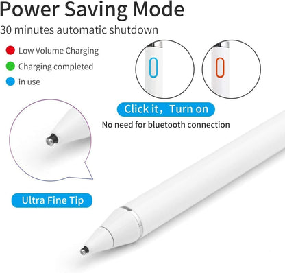 2-in-1 Active Stylus Pen for iOS & Android Touch Screens, Rechargeable & Precise Copper Fine Tip, Compatible with iPad/iPhone/Samsung/Tablets and Other Tablets and Mobiles, Laptops