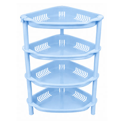 4-Layer Plastic Corner Storage Rack for Kitchen & Home – Space-Saving Multi-Tier Vegetable & Fruit Organizer Shelf, Durable Ventilated Storage Stand for Kitchen