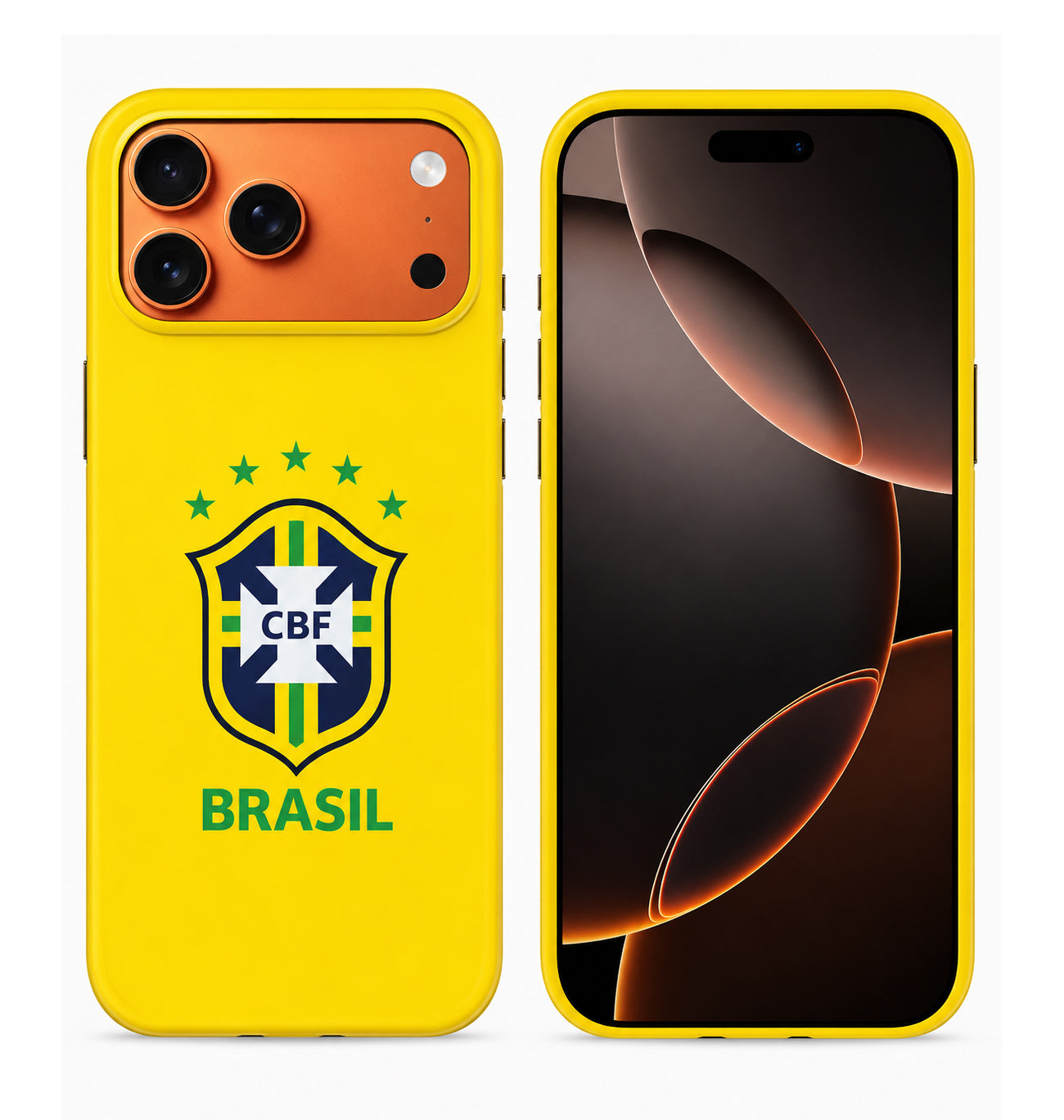 Lacoz Football Theme Brazil Team Logo Printed Slim Fit Anti-Scratch Back Case with Precision Cut-Outs and Comfortable Grip Shockproof Protective Cover Compatible With iPhone 13 Pro Max