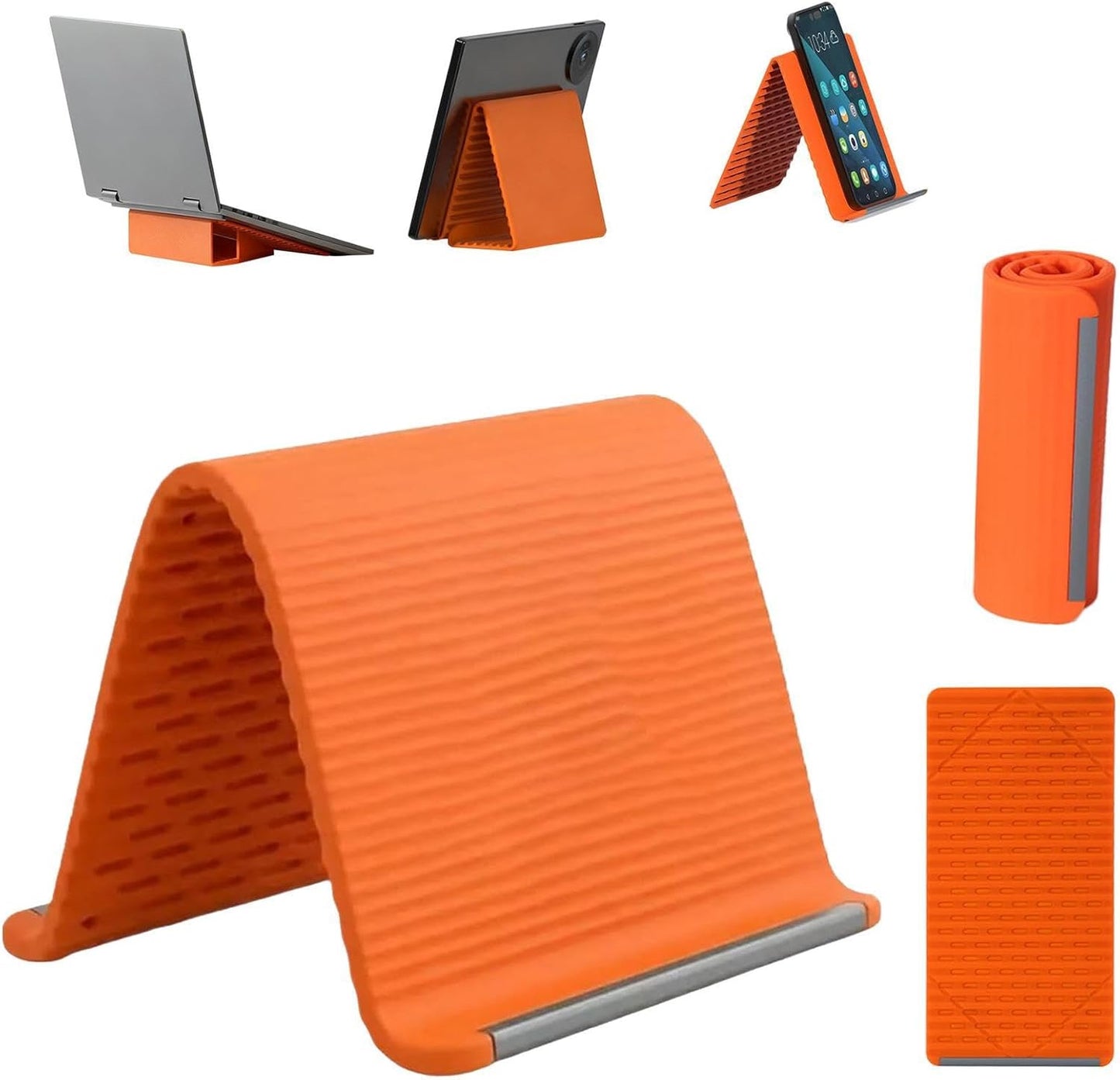 Flexible Silicone Phone Holder Stand, Foldable Multi-Angle Mobile & Tablet Stand, Portable Non-Slip Bendable Desktop Holder for Home, Office & Travel