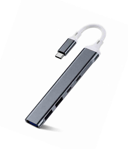 5-in-1 USB Type-C Hub Adapter with 3 USB 3.0 Ports Fast Charging Port Data Transfer Dock Multiport Converter for Laptop Smartphones