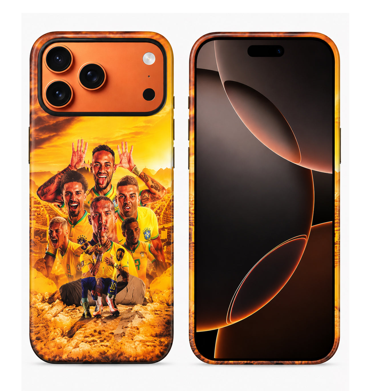 Lacoz Football Theme Brazil Team Printed Slim Fit Anti-Scratch Back Case with Precision Cut-Outs and Comfortable Grip Shockproof Protective Cover Compatible With iPhone 17 Pro Max