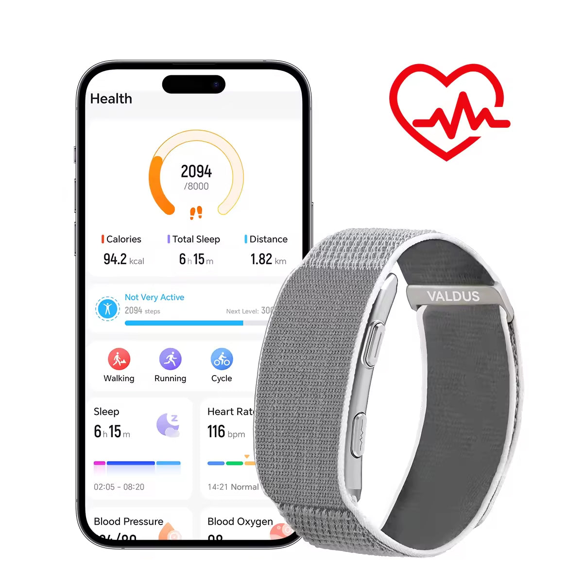Smart Health Tracking Bracelet with Sleep Analysis, Activity Tracking & Long Battery Life Designed for Ladies and Gents Grey