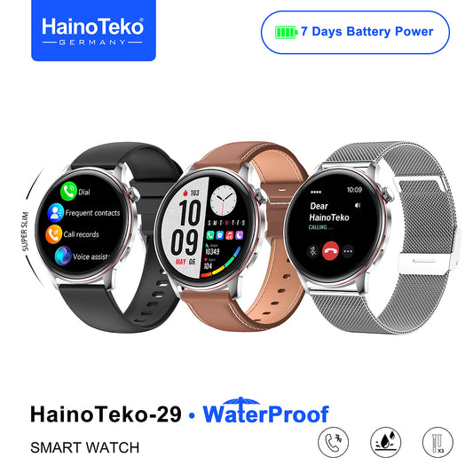 Haino Teko 29 Waterproof Design Smart Watch With AMOLED Display BT Calling 3 Pair Straps and Charging Cable Designed for Ladiesand Gents