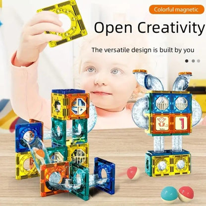Lacoz Magnetic Tiles Toys for Kids, Starter Set 3D Magnet Building Blocks Construction Playboards, STEM Learning Educational Toddlers Toy Gift for 3+ Year Old Boys and Girls