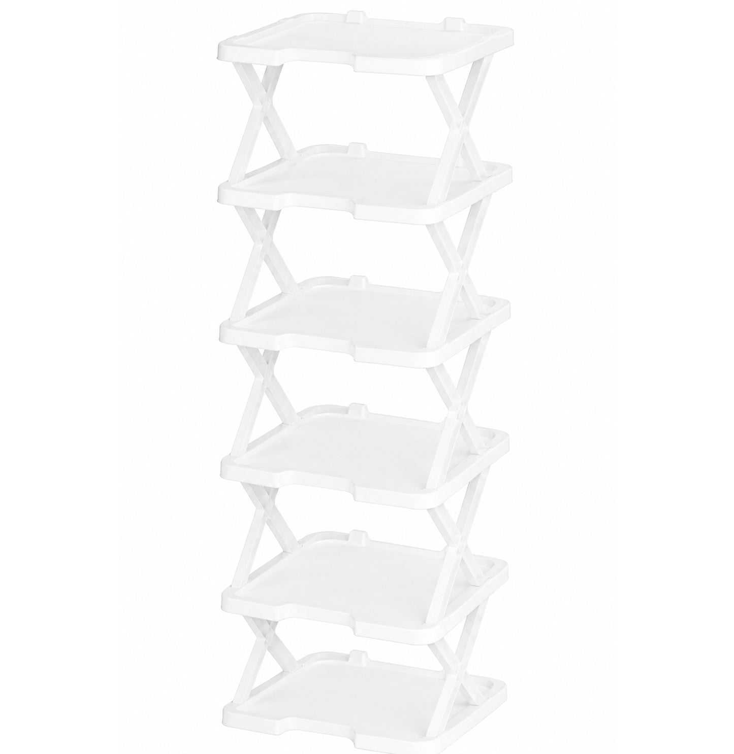 6-Tier Shoe Rack Storage Organizer with Sturdy X-Frame Support Premium PP Shelves, Space-Saving Multi-Layer Shoe Stand for Entryway, Bedroom, Closet & Living Room