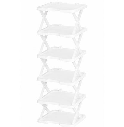 6-Tier Shoe Rack Storage Organizer with Sturdy X-Frame Support Premium PP Shelves, Space-Saving Multi-Layer Shoe Stand for Entryway, Bedroom, Closet & Living Room