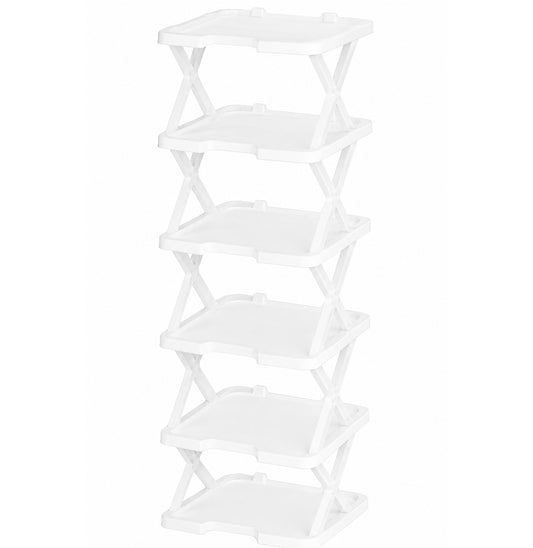6-Tier Shoe Rack Storage Organizer with Sturdy X-Frame Support Premium PP Shelves, Space-Saving Multi-Layer Shoe Stand for Entryway, Bedroom, Closet & Living Room