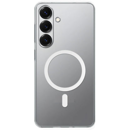 Premium Magnetic Transparent Phone Case for Samsung Galaxy S25+ Crystal Clear Protective Cover with Strong Magnetic Ring for Wireless Charging