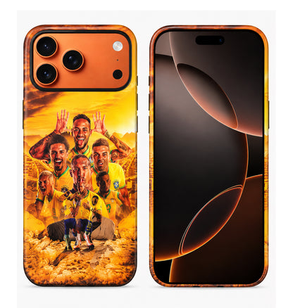 Lacoz Football Theme Brazil Team Printed Slim Fit Anti-Scratch Back Case with Precision Cut-Outs and Comfortable Grip Shockproof Protective Cover Compatible With iPhone 17 Pro