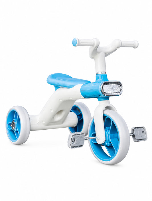 Kids Tricycle Pedal-Powered Ride-On Trike with Built-in Light & Music Headlight EVA Silent Wheels, Anti-Slip Pedals, Comfortable Seat, Durable Frame Indoor & Outdoor First Bicycle for Boys and Girls