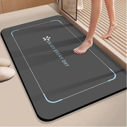 Quick-Drying Mud Bathroom Mat Non-Slip Super Absorbent Floor Rug, Soft Fast-Dry Bath Carpet for Bathroom, Kitchen & Entrance Black