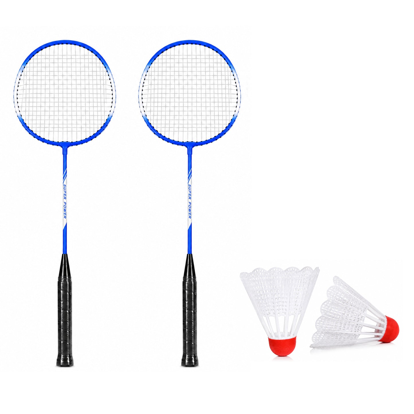 Badminton Racket & Shuttlecock Combo Set – 2 Lightweight Durable Steel Badminton Rackets with 2 Nylon Shuttlecocks, Non-Slip Grip, Pre-Strung Racquets for Indoor & Outdoor Sports