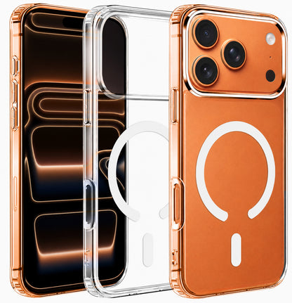 Premium Magnetic Transparent Phone Case for iPhone 17 Pro Crystal Clear Protective Cover with Strong Magnetic Ring for Wireless Charging