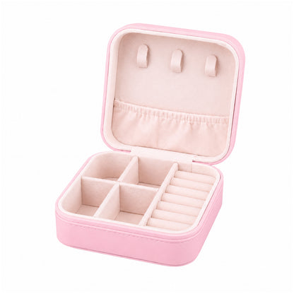 Portable Travel Jewelry Organizer Box with Zipper Compact Jewelry Storage Case for Rings, Earrings, Necklaces, Bracelets, Watches & Small Accessories