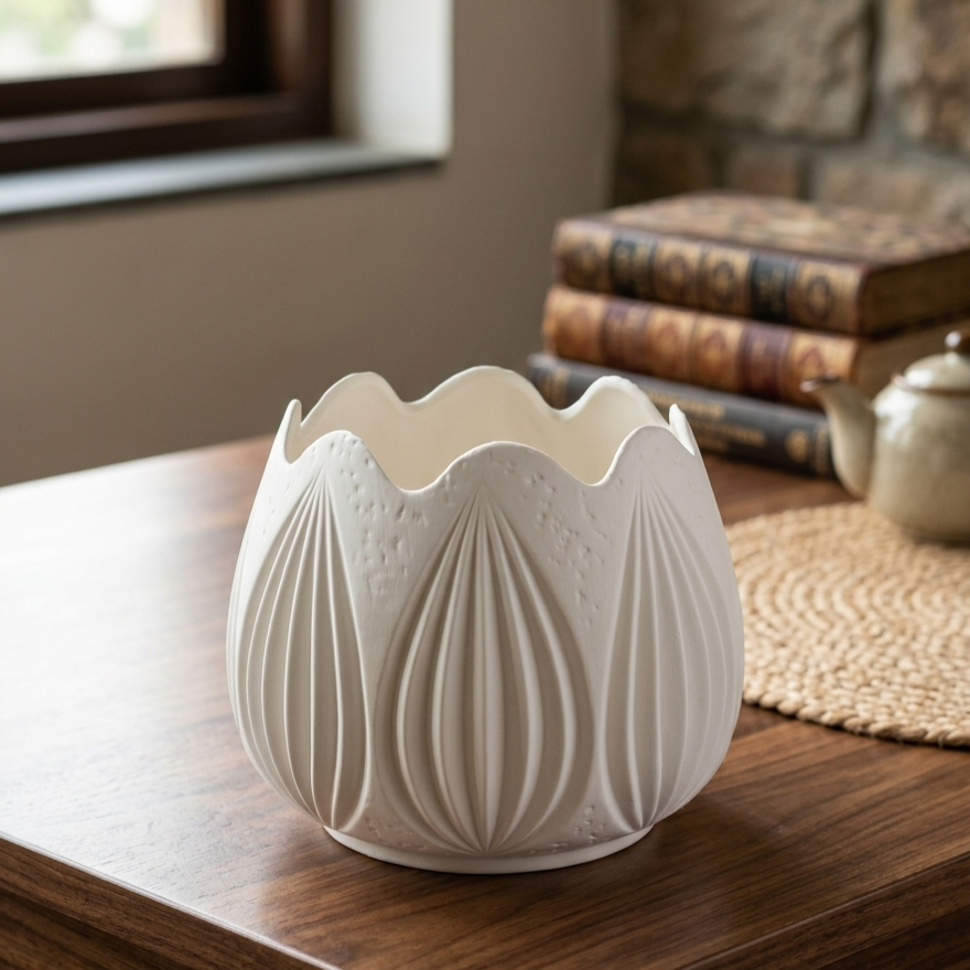 Decorative Ceramic Flower Pot 15.5 cm Modern White Planter for Indoor and Outdoor Plants Stylish Tabletop Plant Pot for Home, Office & Garden Decor