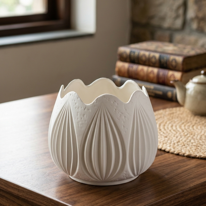 Decorative Ceramic Flower Pot 15.5 cm Modern White Planter for Indoor and Outdoor Plants Stylish Tabletop Plant Pot for Home, Office & Garden Decor