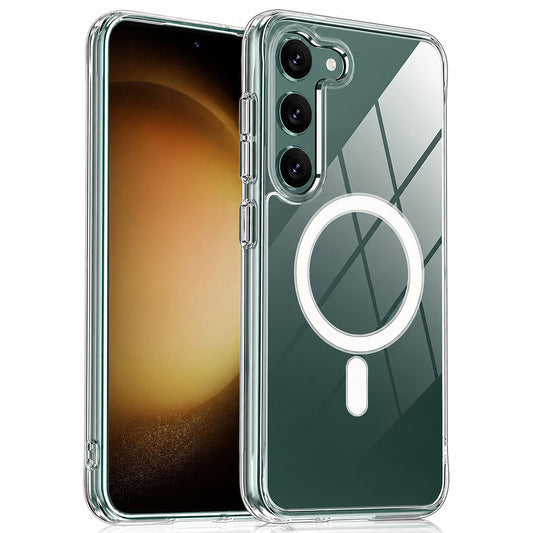Premium MagSafe Transparent Phone Case for Samsung Galaxy S23 Plus Crystal Clear Protective Cover with Strong Magnetic Ring for Wireless Charging