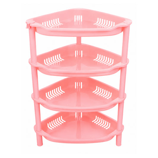4-Layer Plastic Corner Storage Rack for Kitchen & Home – Space-Saving Multi-Tier Vegetable & Fruit Organizer Shelf, Durable Ventilated Storage Stand for Kitchen
