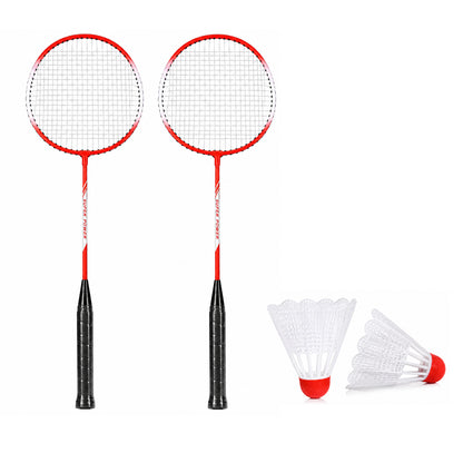 Badminton Racket & Shuttlecock Combo Set – 2 Lightweight Durable Steel Badminton Rackets with 2 Nylon Shuttlecocks, Non-Slip Grip, Pre-Strung Racquets for Indoor & Outdoor Sports