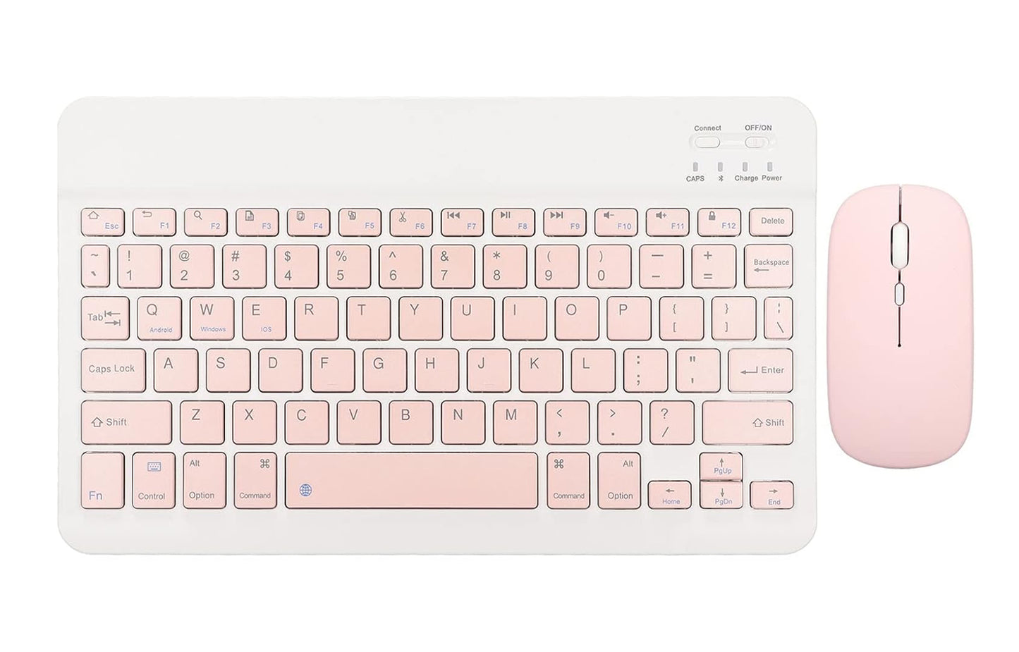 Wireless Bluetooth Keyboard and Mouse Combo – Rechargeable Slim Keyboard Kit with Multi-Device Support, Silent Click Mouse, Long Battery Life, Compact Portable Design for Laptop, PC, Tablet Pink