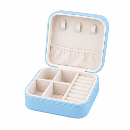 Portable Travel Jewelry Organizer Box with Zipper Compact Jewelry Storage Case for Rings, Earrings, Necklaces, Bracelets, Watches & Small Accessories