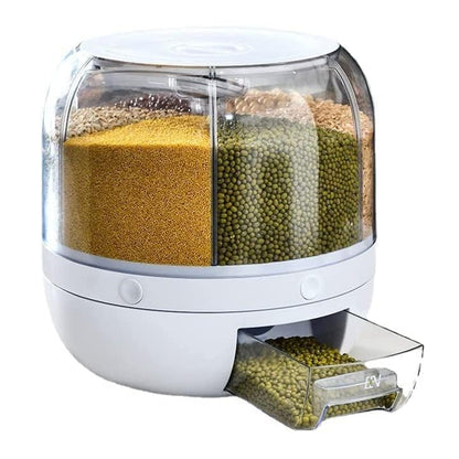 Rotating Rice Dispenser 7L Multi Grain Storage Container with 360 Degree Rotation & One Touch Dispensing System for Kitchen Pantry Storage